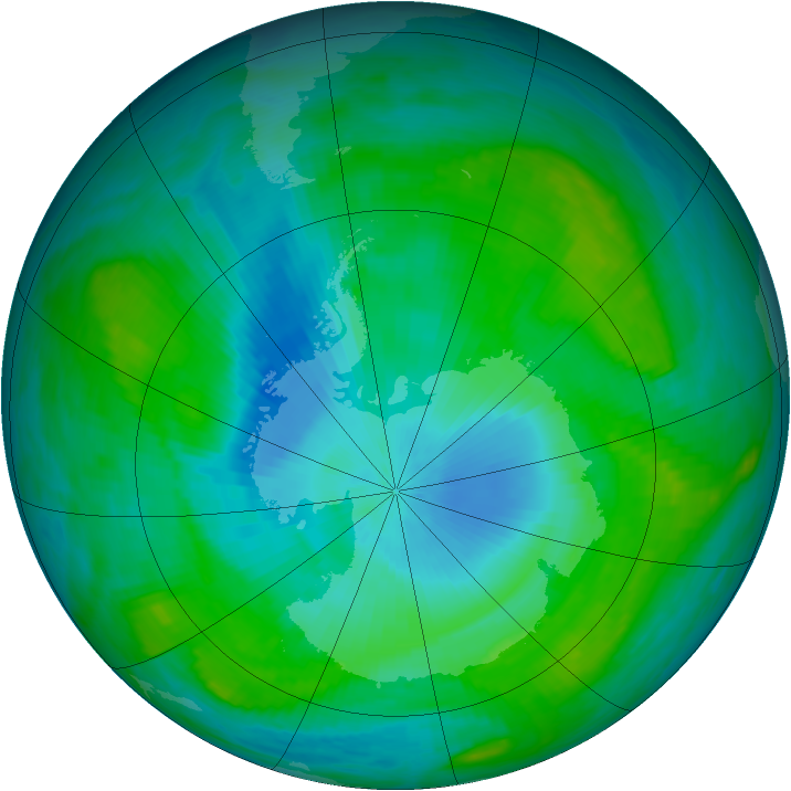 Antarctic ozone map for 06 February 1989
